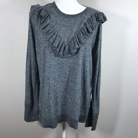 a new day Sweaters - A New Day grey ruffled long sleeve sweater